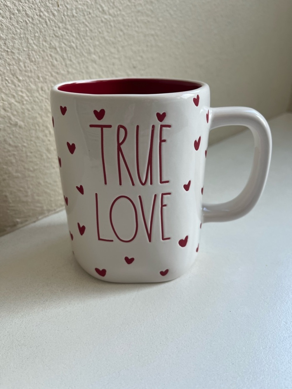 Rae Dunn White and Red "TRUE LOVE" Heart Mug Valentines